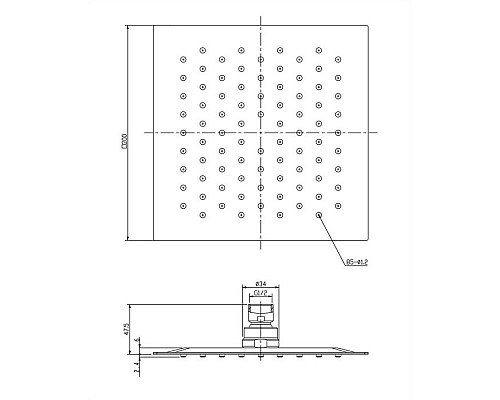 Верхний душ Omnires WGU220/KCR 20х20 см хром
