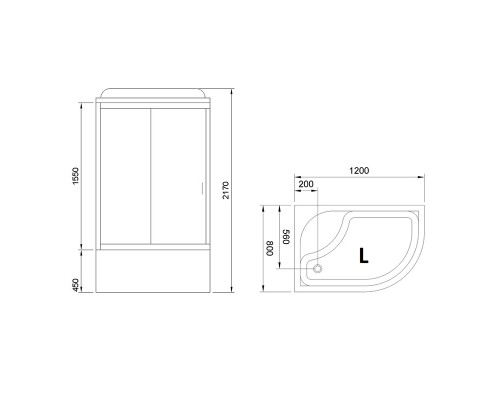 Душевая кабина Royal Bath ВК 120x80 с гидромассажем стекло матовое