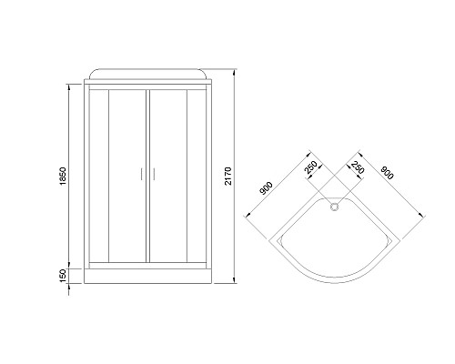 Душевая кабина Royal Bath НК RB90HK2-M-CH 90x90 с гидромассажем стекло матовое