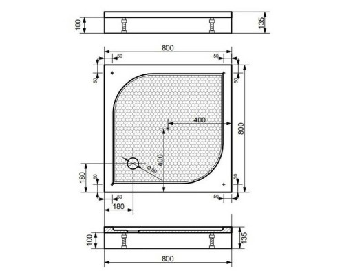 Душевой поддон из искусственного камня Эстет Гамма 80х80 ФР-00000757 Белый