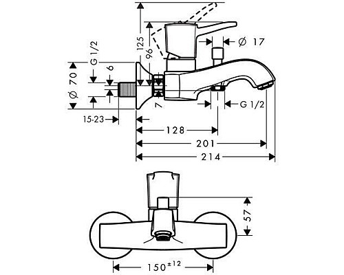 Смеситель для ванны,для душа Hansgrohe Metropol Classic 31340000