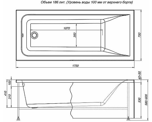 Акриловая ванна Aquanet Bright 175x75 216660 Акриловая ванна Aquanet Bright 175x75 216660
