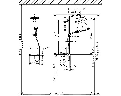 Душевая система Hansgrohe Croma Select S с термостатом 26790000