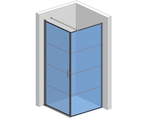 Душевой уголок AQUAme 90x90 L профиль Черный матовый стекло прозрачное