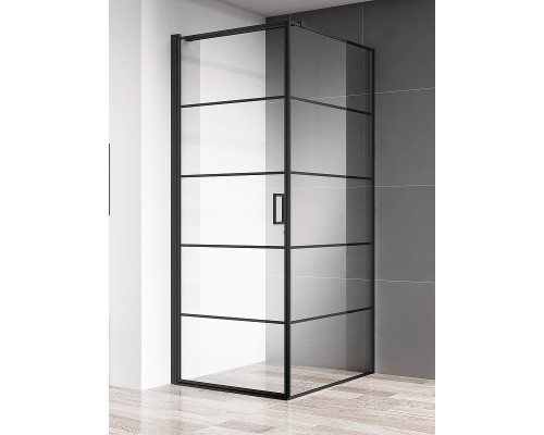 Душевой уголок AQUAme 90x90 L профиль Черный матовый стекло прозрачное