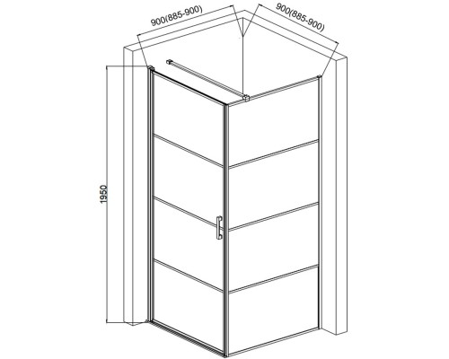 Душевой уголок AQUAme 90x90 L профиль Черный матовый стекло прозрачное