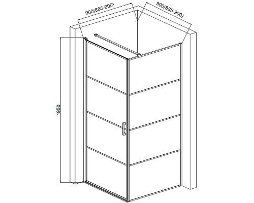 Душевой уголок AQUAme 90x90 L профиль Черный матовый стекло прозрачное