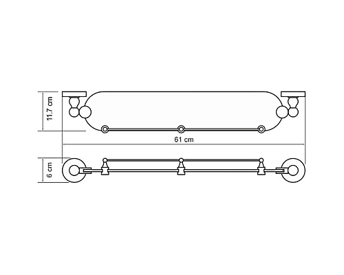 Стеклянная полка WasserKRAFT Nau K-7744 Хром