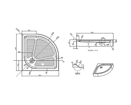 Акриловый поддон для душа Azario 90х90 P29 R/L Белый