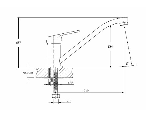 Смеситель для кухни Haiba HB4816 Хром