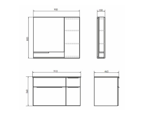 Тумба с раковиной Comforty Варна 90 00-00009919 подвесная Дуб сонома