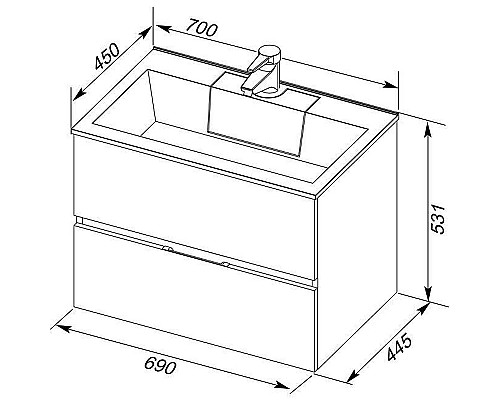 Тумба под раковину Aquanet Алвита 70 184302 подвесная Белая