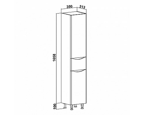 Шкаф пенал Runo Афина 35 R 00-00001173 Белый