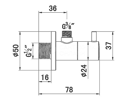 Запорный вентиль Kludi Balance 1584505-00 Хром
