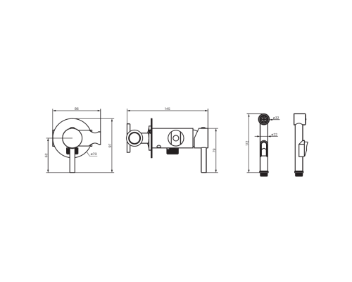 Гигиенический душ со смесителем Dorff Logic D3075000 Хром Серый