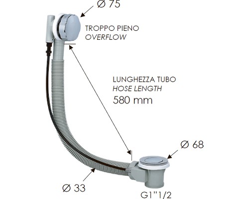 Слив-перелив Remer 96P автомат Хром
