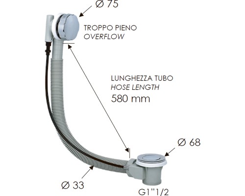 Слив-перелив Remer 96P автомат Хром