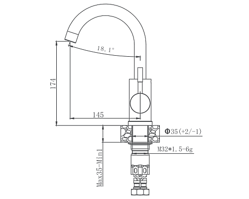 Смеситель для кухни Haiba HB72304-3 Нержавеющая сталь