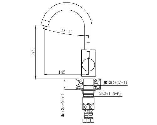 Смеситель для кухни Haiba HB72304-3 Нержавеющая сталь