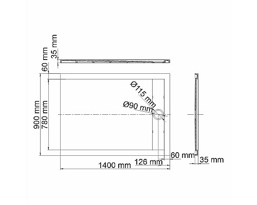 Душевой поддон из искусственного камня WasserKRAFT Neime 140х90 19T36 Черный матовый