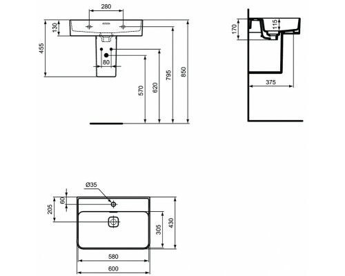 Раковина Ideal Standard Strada II 60 T300001 Euro White