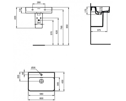 Раковина Ideal Standard Strada II 60 T300001 Euro White