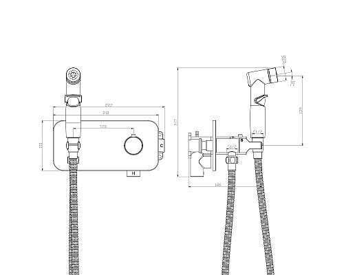 Гигиенический душ со смесителем Rossinka X25-59 с термостатом Хром