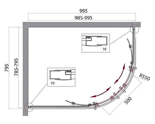 Душевой уголок BelBagno Uno 100х80 UNO-195-RH-2-100/80-C-Cr Хром