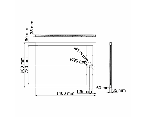 Душевой поддон из искусственного камня WasserKRAFT Wiese 140x90 84T36 Серый матовый