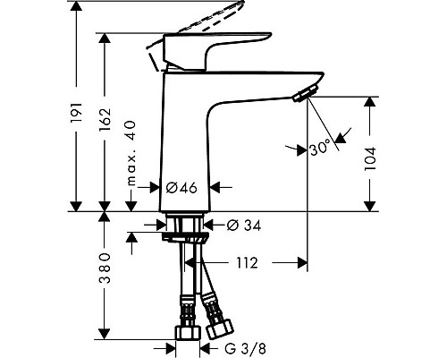 Смеситель для раковины Hansgrohe Talis E однорычажный 71711000