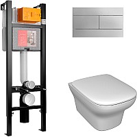 Комплект унитаза с инсталляцией Jacob Delafon Vox E21770RU-00 с сиденьем Микролифт и клавишей смыва