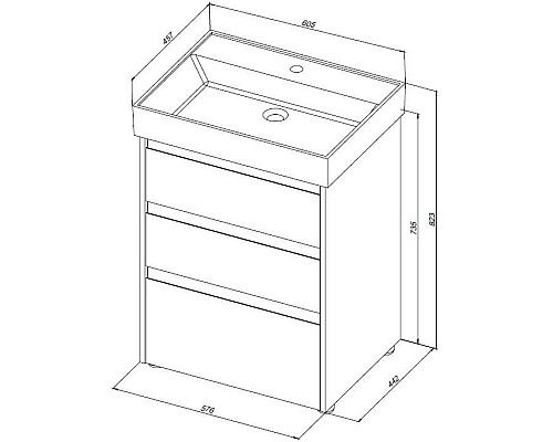 Тумба под раковину Aquanet Nova Lite 60 302469 Белый глянец