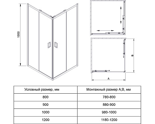 Душевой уголок Veconi Rovigo RV-13 80x80 RV13-80-01-C5 Черный матовый