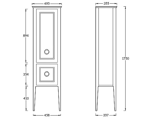Пенал Kerama Marazzi PLAZA Classic Neo напольный 175, белый матовый Пенал Kerama Marazzi PLAZA Classic Neo напольный 175, белый матовый