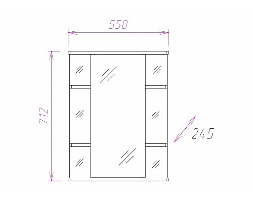 Зеркальный шкаф Onika Глория 55.01 L 205504 с подсветкой Белый