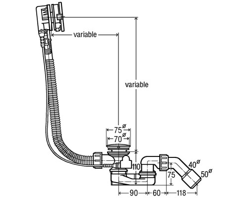 Слив-перелив Viega Simplex Trio 616642 полуавтомат с наливом Хром
