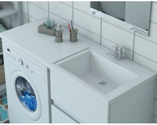 Раковина Эстет Даллас 115 R ФР-00001937 над стиральной машиной Белая