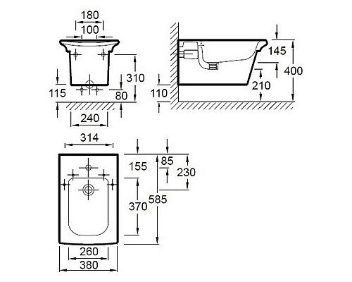 Подвесное биде Jacob Delafon 585 х 38 см E130400