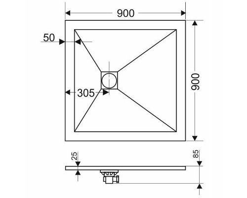 Душевой поддон из искусственного камня Grossman Strong 90x90 Белый