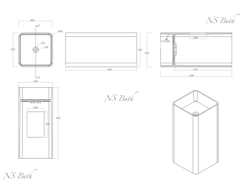 Раковина из искусственного камня NSBath NSF-4086G глянцевая