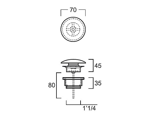 Донный клапан Simas PLCE bi click-clack Белый глянцевый
