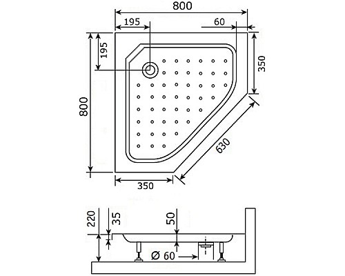 Акриловый поддон для душа RGW Acrylic Style-TR 80x80 16180588-11 Белый