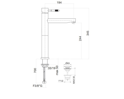 Смеситель для раковины Webert Rimini RI831402010 золото