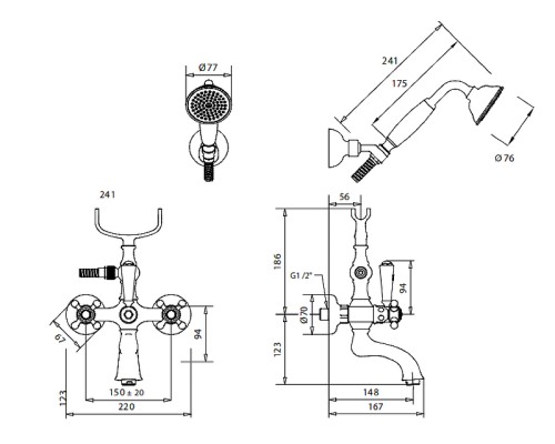 Смеситель для ванны Migliore Arcadia 18394 Золото