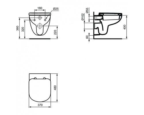 Унитаз Ideal Standard Tempo T328801 подвесной без сиденья
