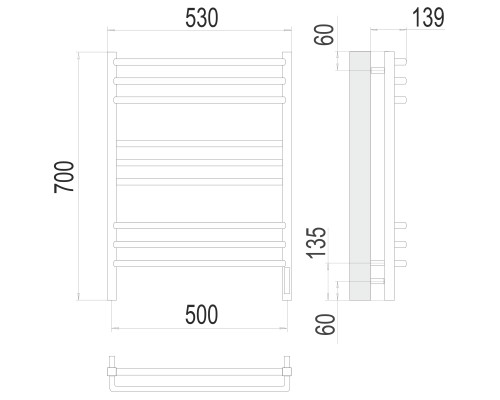Полотенцесушитель Terminus Электро Соренто П9 500х700