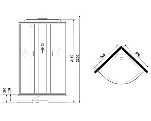 Душевая кабина Niagara Classic 80х80 NG-6703-14F с гидромассажем