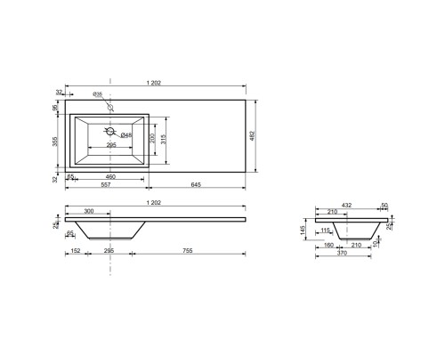 Тумба с раковиной Эстет Dallas Luxe 120 L ФР-00001922 Белая