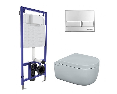 Комплект Berges Novum 043233 унитаз микролифт с инсталляцией и кнопкой хром