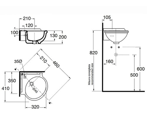 Раковина Azzurra Jubilaeum 35 JULS0353500MBI (JUB35/AN bi)*1 Белая
